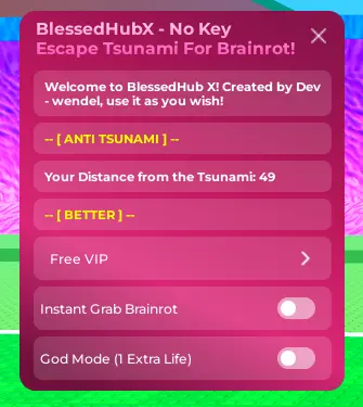 [Blessed Hub Script] Escape Tsunami For Brainrots - Dupe, Teleport, Inf Zoom