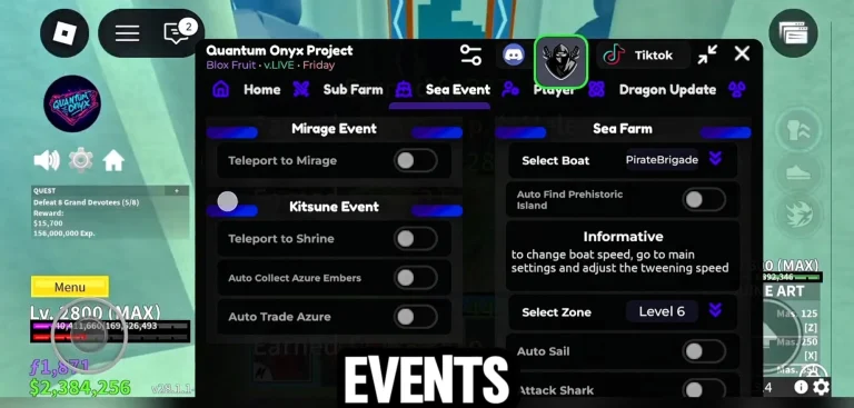 Quantum Onyx Script - Auto Farm, No Key & More