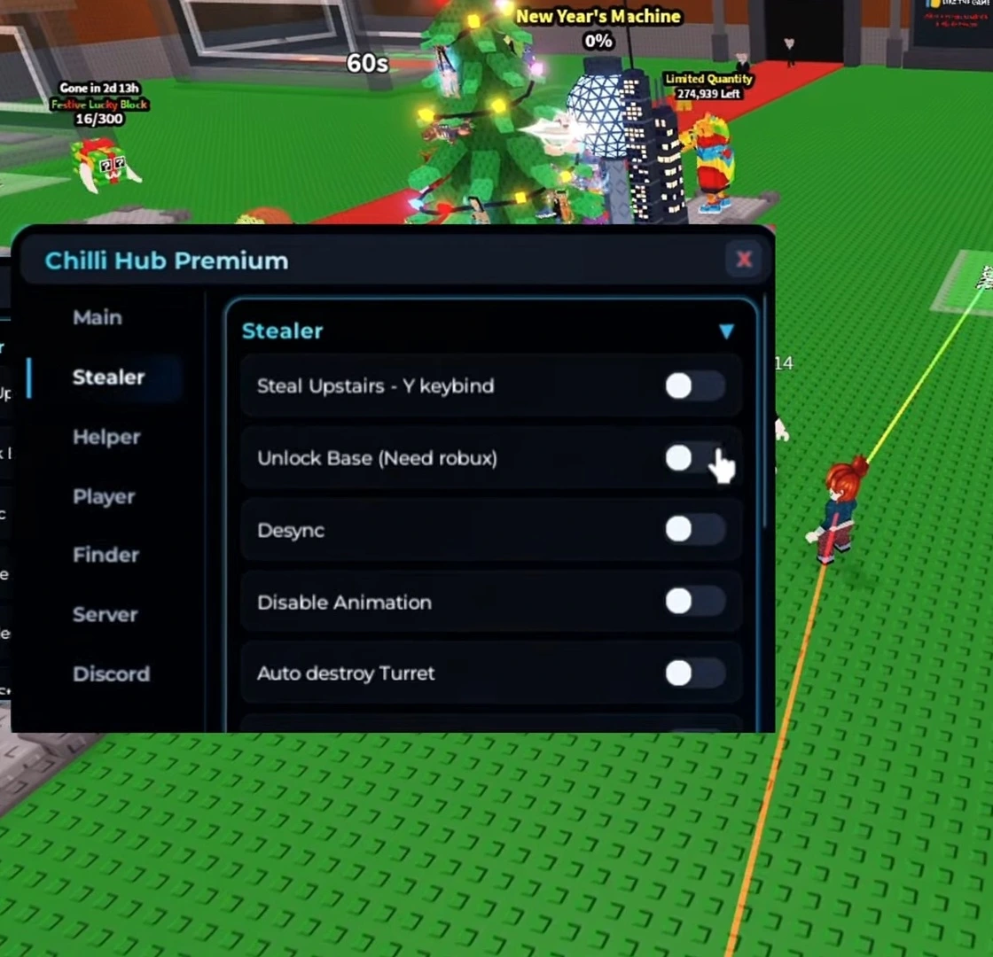 Chilli Hub Steal A Brainrot - Unlock Base, Inf Jump, ESP